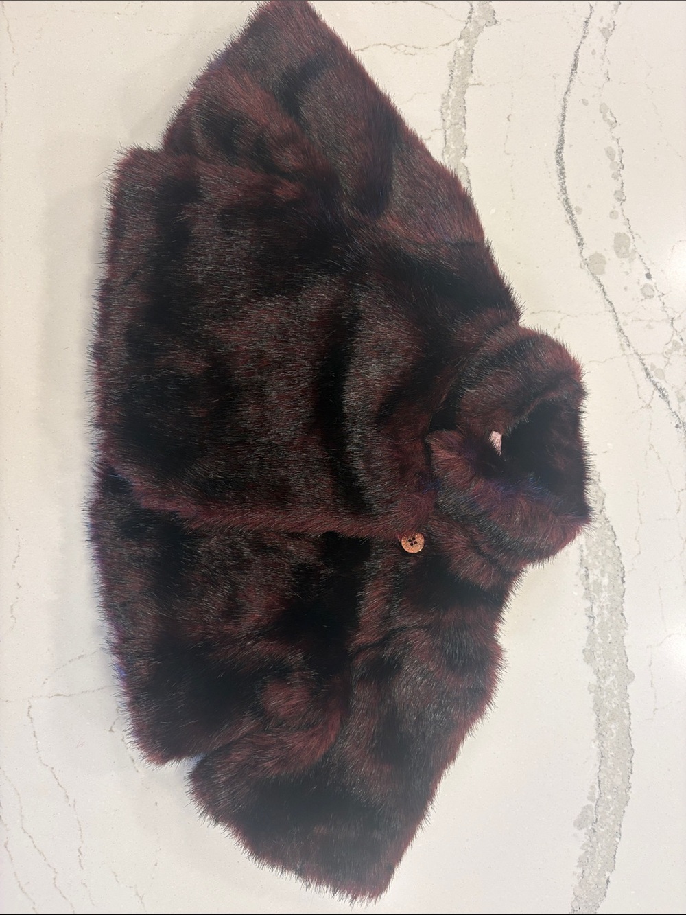 Ted Baker Girls Faux Fur Cape in Deep Wine and Black